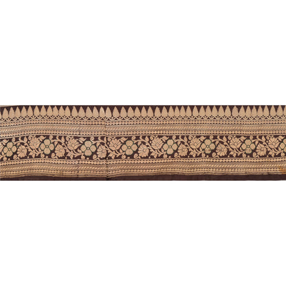 Sanskriti Vintage Sari Border Woven 1 Yd Trim Sewing Brown Craft Floral Lace