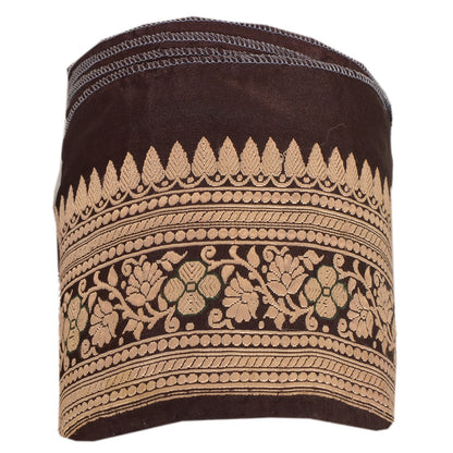 Sanskriti Vintage Sari Border Woven 1 Yd Trim Sewing Brown Craft Floral Lace