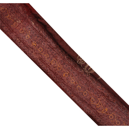 Sanskriti Vintage Sari Border Handbead 1Yd Trim Sewing Brown Kundan Stone Lace