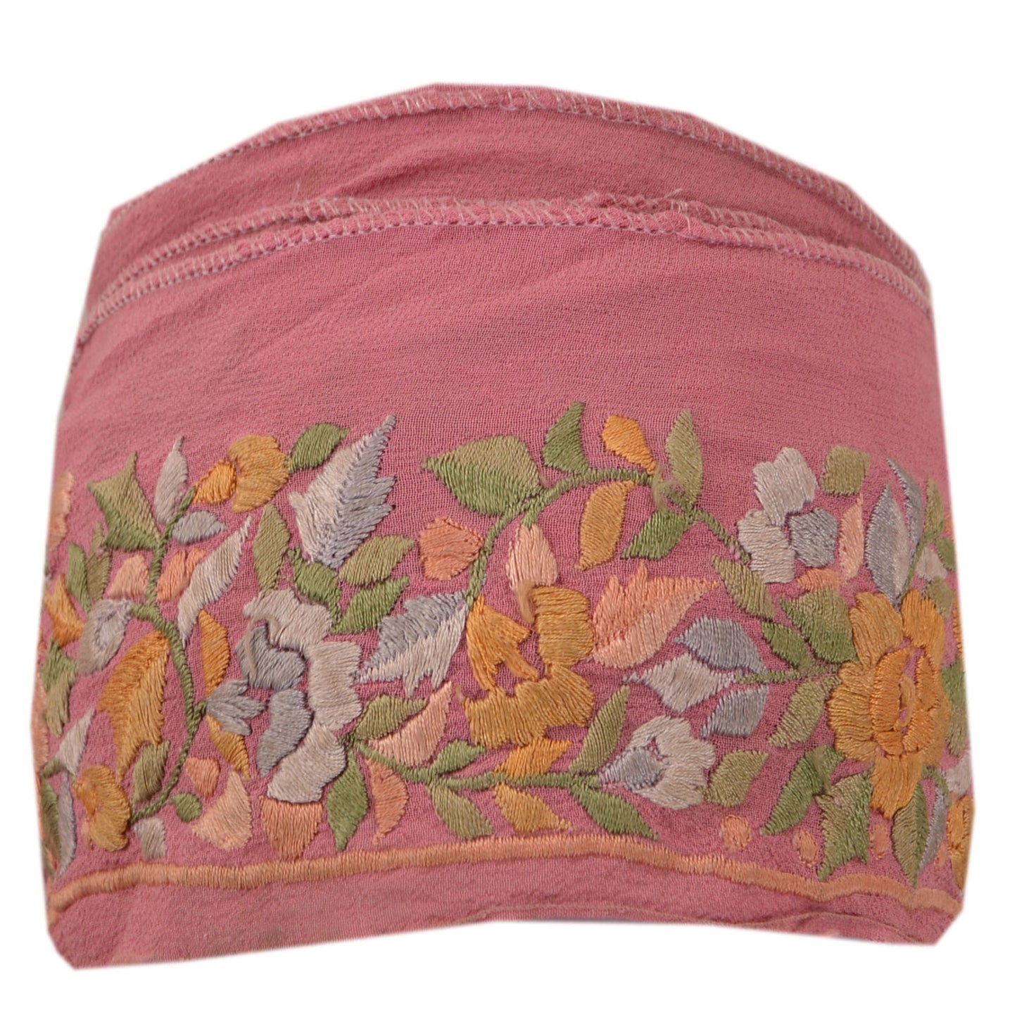 Sanskriti Vintage Sari Border Embroidered 1Yd Trim Sewing Pink Craft Floral Lace