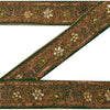 Sanskriti Vintage Sari Border Hand Beaded 1 Yd Trim Sewing Green Kundan Lace