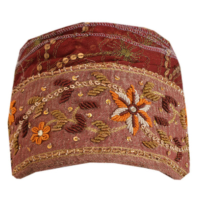 Sanskriti Vintage Sari Border Hand Beaded 1 Yd Trim Sewing Dark Red Craft Lace