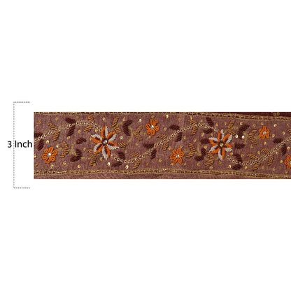 Sanskriti Vintage Sari Border Hand Beaded 1 Yd Trim Sewing Dark Red Craft Lace