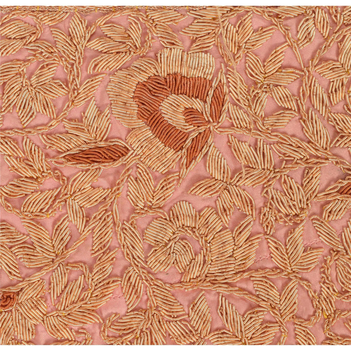 Sanskriti Vintage Sari Border Hand Embroidered 1 Yd Trim Sewing Peach Craft Lace