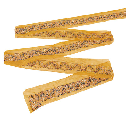 Sanskriti Vintage Sari Border Hand Beaded 1 YD Indian Trim Sewing Saffron Lace