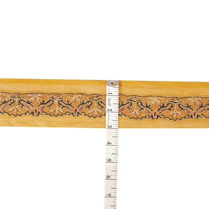 Sanskriti Vintage Sari Border Hand Beaded 1 YD Indian Trim Sewing Saffron Lace