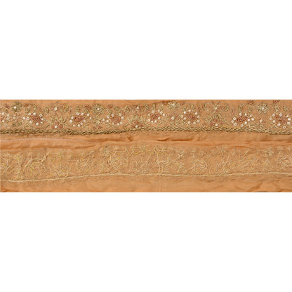 Sanskriti Vintage Border Hand Beaded 1 Yard Indian Trim Sewing Peach Zari Lace
