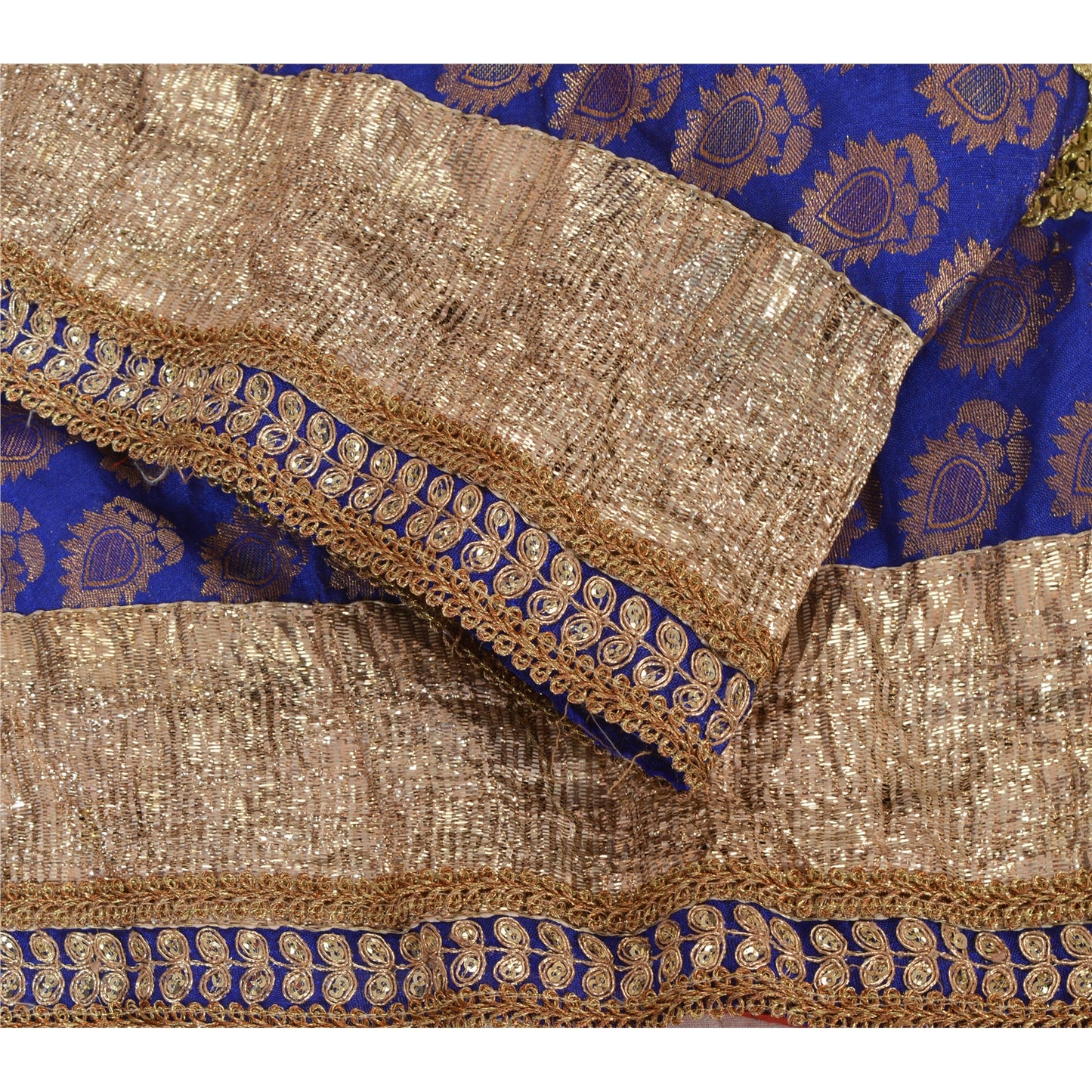 Sanskriti Vintage Sari Border Embroidered 1 Yd Trim Sewing Blue Craft Decor Lace