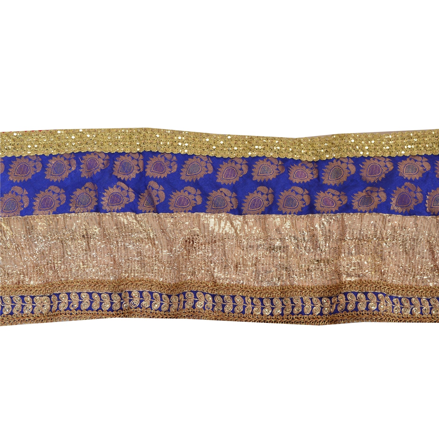 Sanskriti Vintage Sari Border Embroidered 1 Yd Trim Sewing Blue Craft Decor Lace