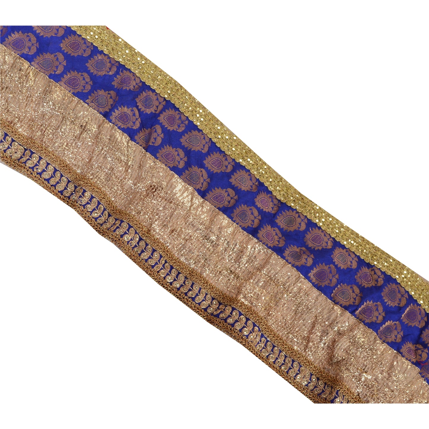 Sanskriti Vintage Sari Border Embroidered 1 Yd Trim Sewing Blue Craft Decor Lace