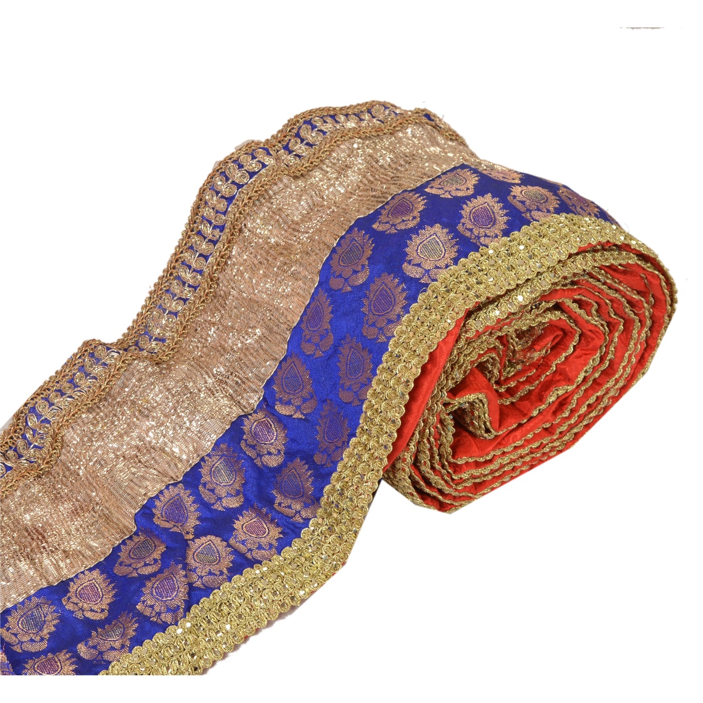 Sanskriti Vintage Sari Border Embroidered 1 Yd Trim Sewing Blue Craft Decor Lace