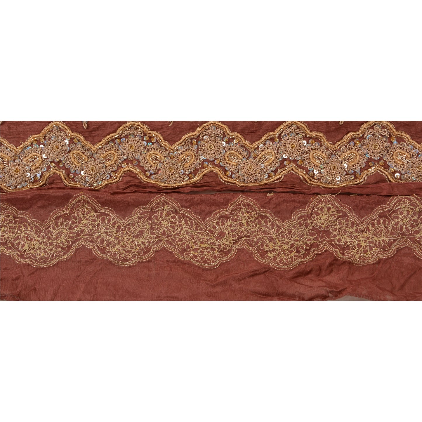 Sanskriti Vintage Sari Border Hand Beaded 1 Yd Indian Trim Sewing Peach Lace