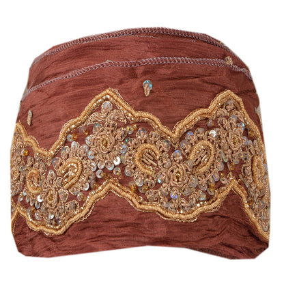 Sanskriti Vintage Sari Border Hand Beaded 1 Yd Indian Trim Sewing Peach Lace