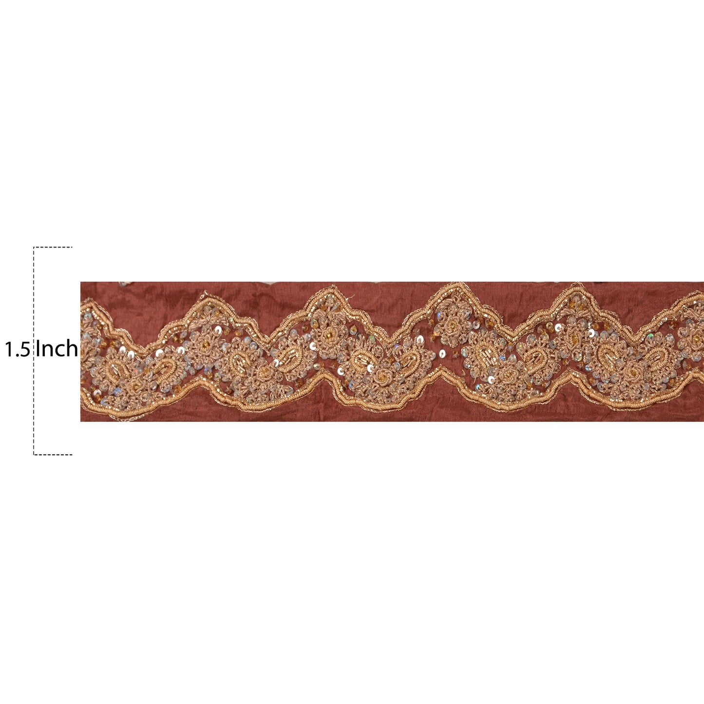 Sanskriti Vintage Sari Border Hand Beaded 1 Yd Indian Trim Sewing Peach Lace