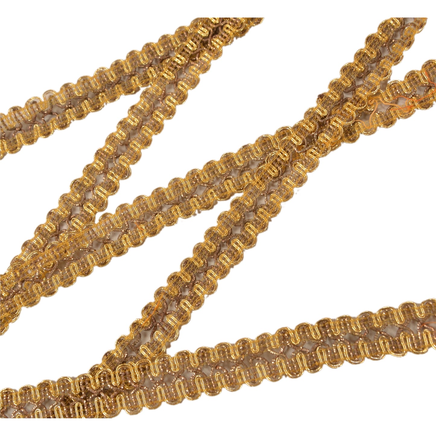 SANSKRITI VINTAGE Border Hand Embroidered 1 YD Indian Trim Ribbon Golden Lace