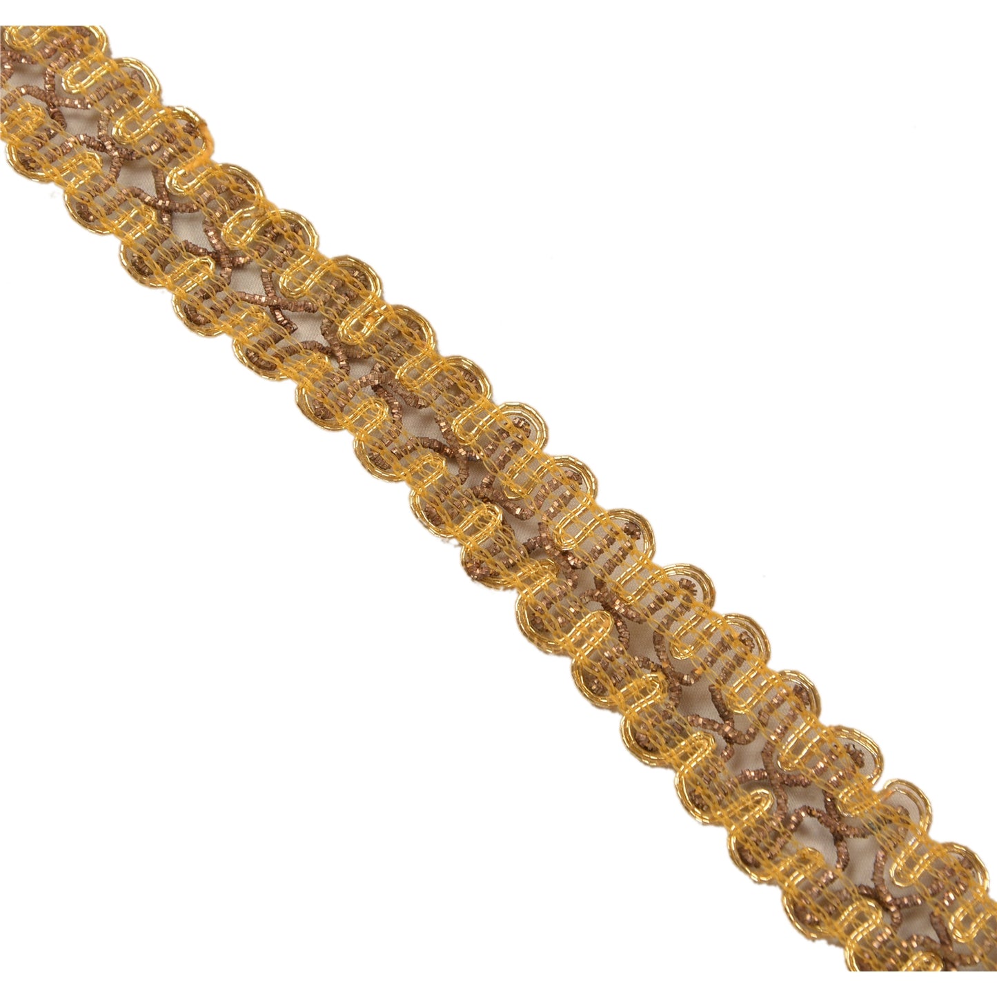 SANSKRITI VINTAGE Border Hand Embroidered 1 YD Indian Trim Ribbon Golden Lace