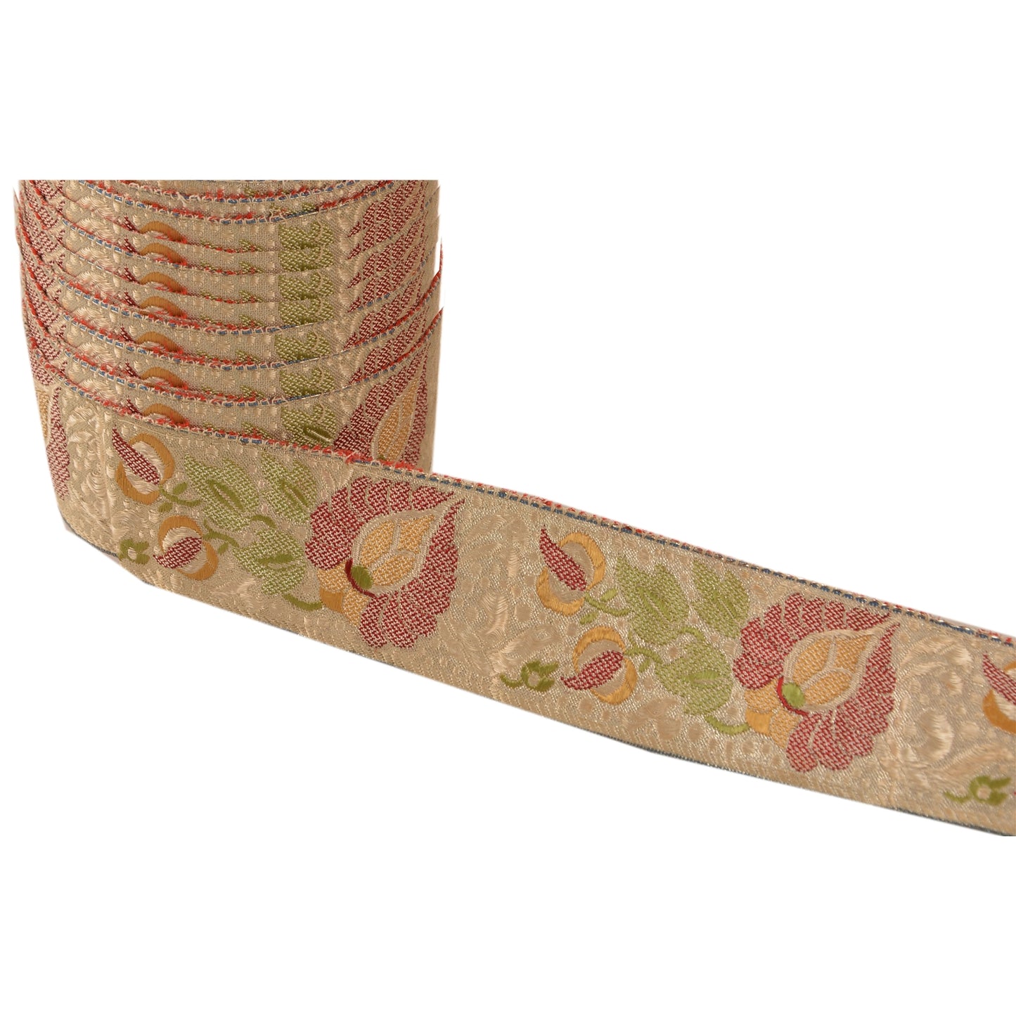 Sanskriti Vintage Sari Border Woven 1 Yd Trim Sewing Cream Craft Floral Lace