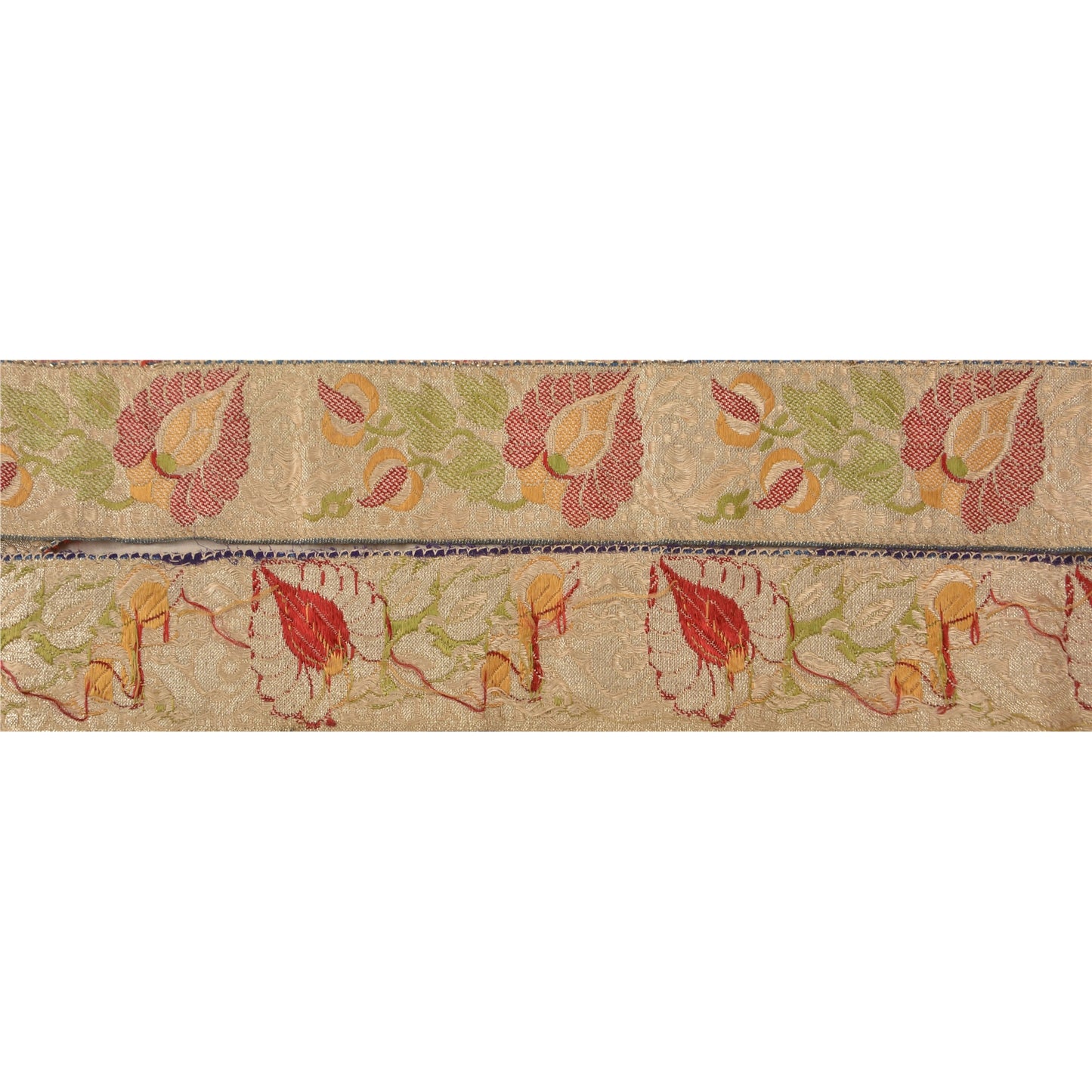 Sanskriti Vintage Sari Border Woven 1 Yd Trim Sewing Cream Craft Floral Lace