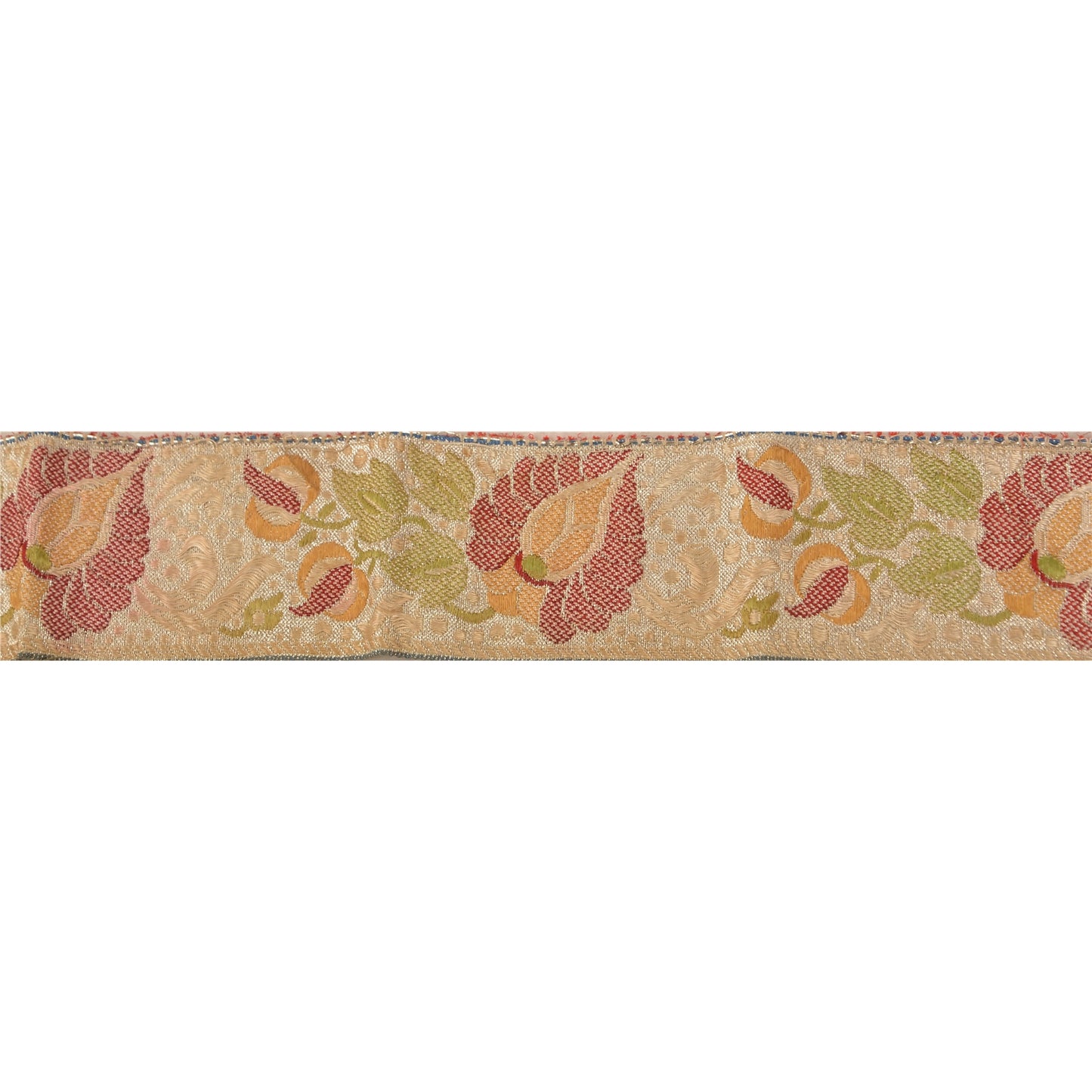 Sanskriti Vintage Sari Border Woven 1 Yd Trim Sewing Cream Craft Floral Lace