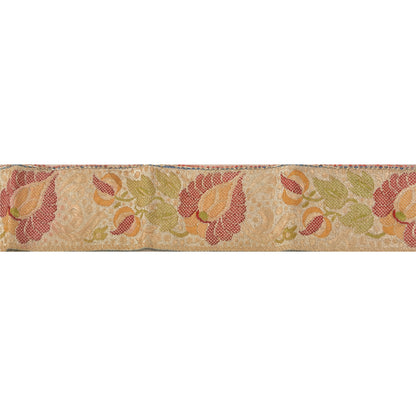 Sanskriti Vintage Sari Border Woven 1 Yd Trim Sewing Cream Craft Floral Lace