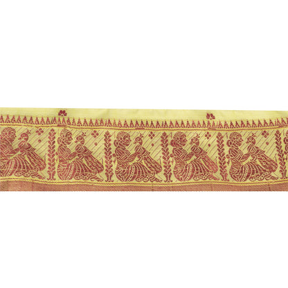 Sanskriti Vintage Sari Border Woven Baluchari 1YD Trim Women Peacock Lace Ribbon