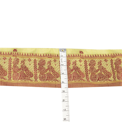 Sanskriti Vintage Sari Border Woven Baluchari 1YD Trim Women Peacock Lace Ribbon