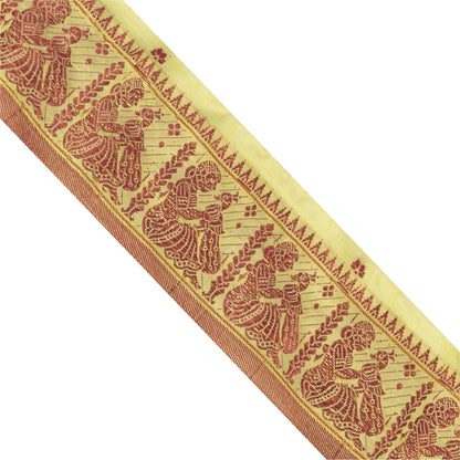 Sanskriti Vintage Sari Border Woven Baluchari 1YD Trim Women Peacock Lace Ribbon