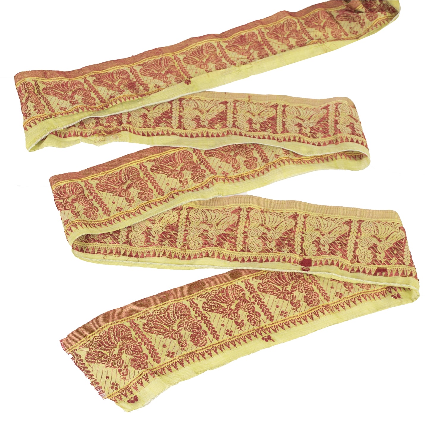 Sanskriti Vintage Sari Border Woven Baluchari 1YD Trim Women Peacock Lace Ribbon