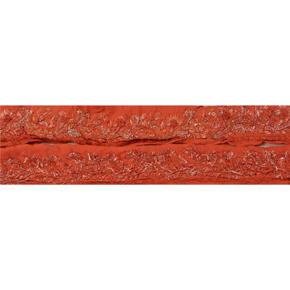 Sanskriti Vintage Sari Border Hand Embroidered 1Yd Trim Sewing Orange Craft Lace
