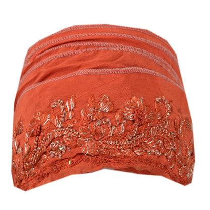 Sanskriti Vintage Sari Border Hand Embroidered 1Yd Trim Sewing Orange Craft Lace