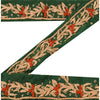 Sanskriti Vintage Sari Border Hand Beaded 1 Yd Indian Trim Ribbon Green Lace