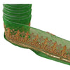 Sanskriti Vintage Sari Border Hand Beaded 1Yd Trim Sewing Green Deco Lace