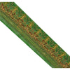 Sanskriti Vintage Sari Border Hand Beaded 1Yd Trim Sewing Green Deco Lace