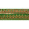 Sanskriti Vintage Sari Border Hand Beaded 1Yd Trim Sewing Green Deco Lace