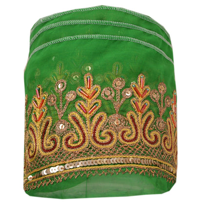 Sanskriti Vintage Sari Border Hand Beaded 1Yd Trim Sewing Green Deco Lace