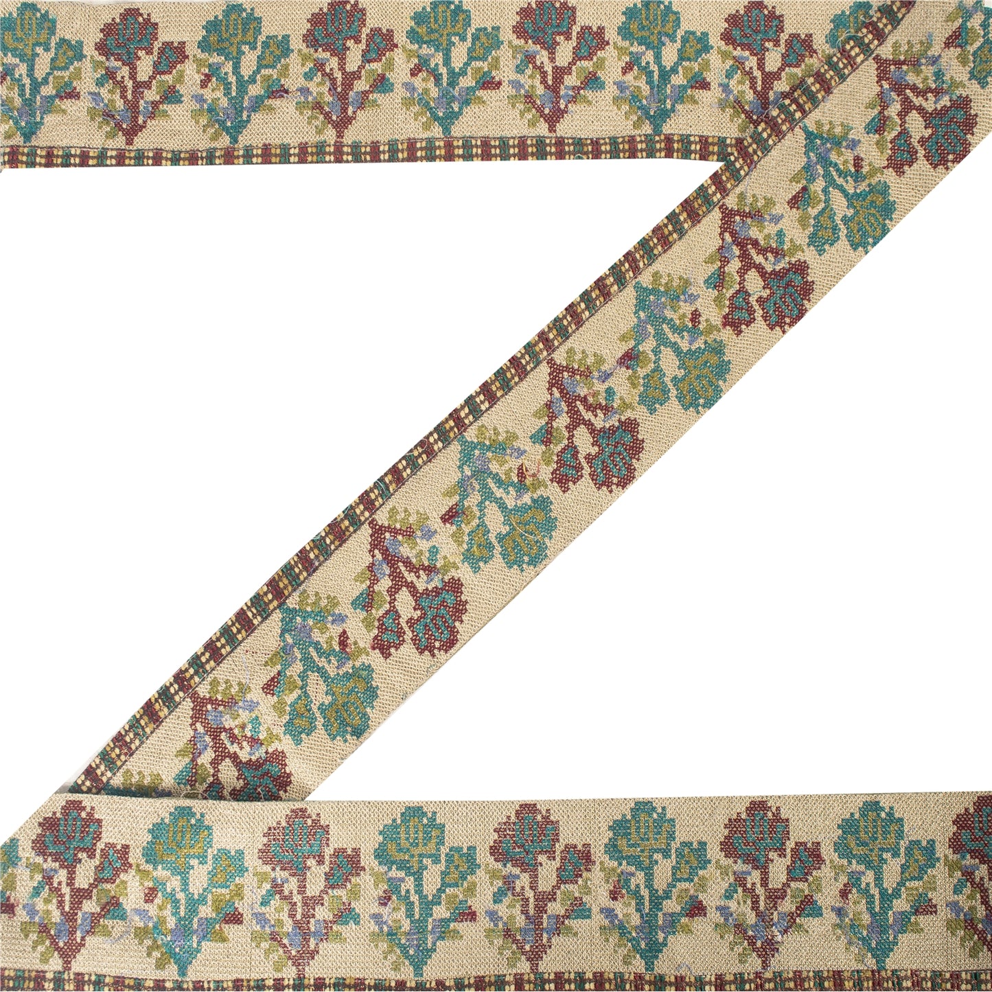 Sanskriti Vintage Sari Border Sindhi Embroidered 1 YD Trim Cream Craft Lace 3.5W