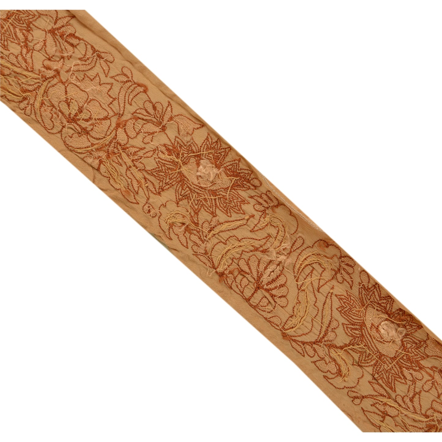 Sanskriti Vintage Border Hand Embroidery Zardozi1YD Trim Sewing Peach Craft Lace