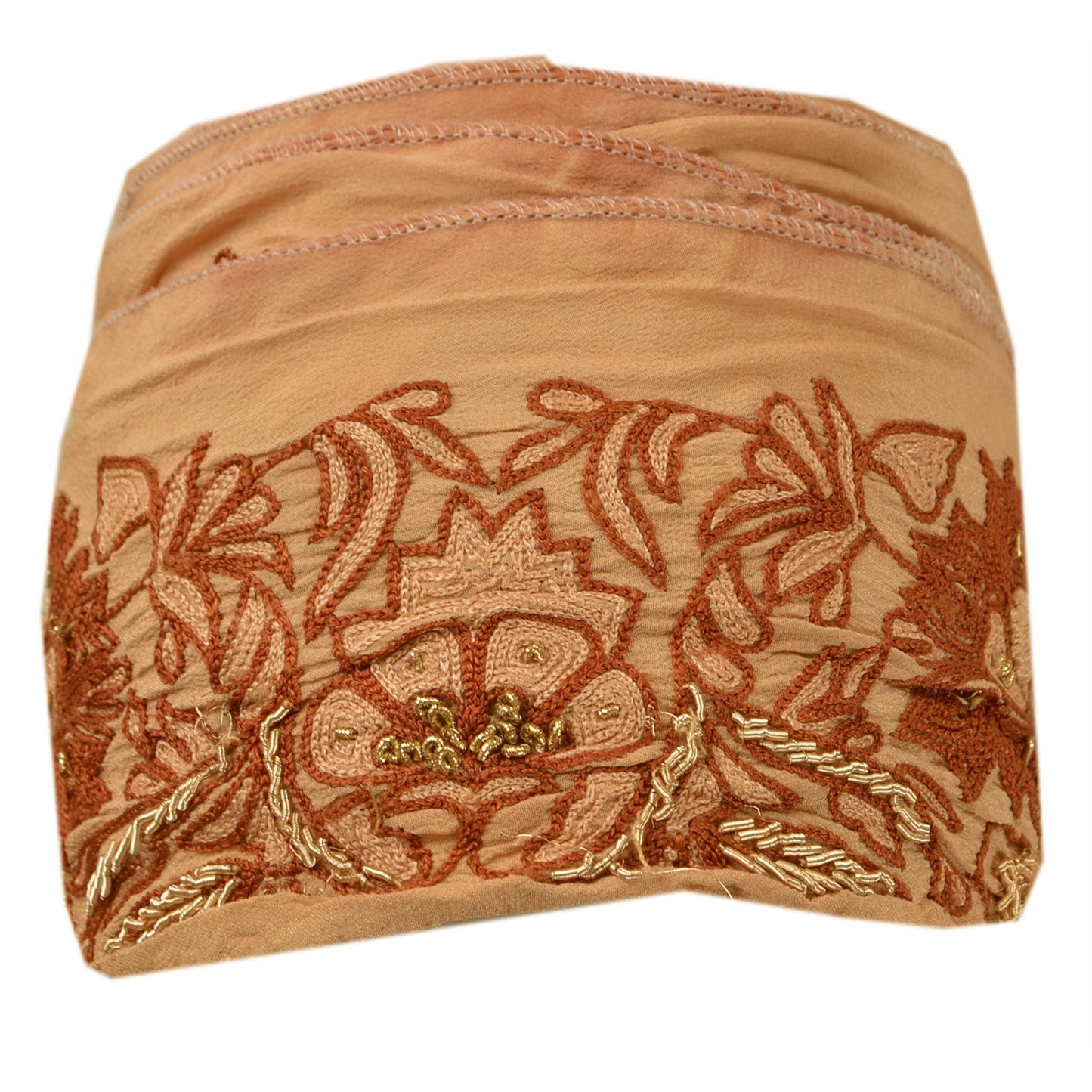 Sanskriti Vintage Border Hand Embroidery Zardozi1YD Trim Sewing Peach Craft Lace