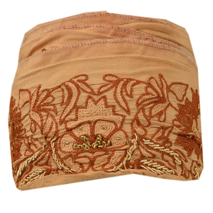 Sanskriti Vintage Border Hand Embroidery Zardozi1YD Trim Sewing Peach Craft Lace