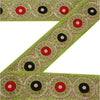 Sanskriti Vintage Sari Border Hand Beaded 1Yd Indian Trim Sewing Green Zari Lace