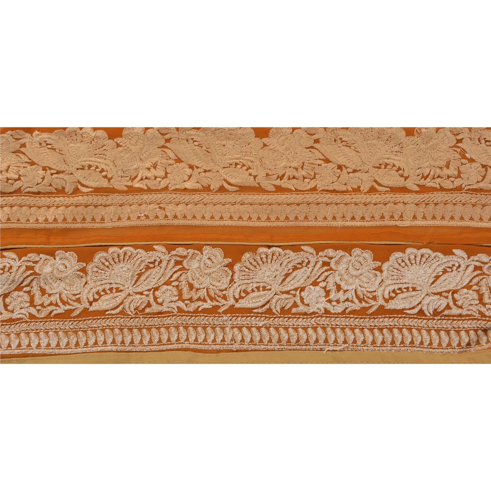 Sanskriti Vintage Border Embroidered 1 YD Trim Sewing Orange Craft Decor Lace
