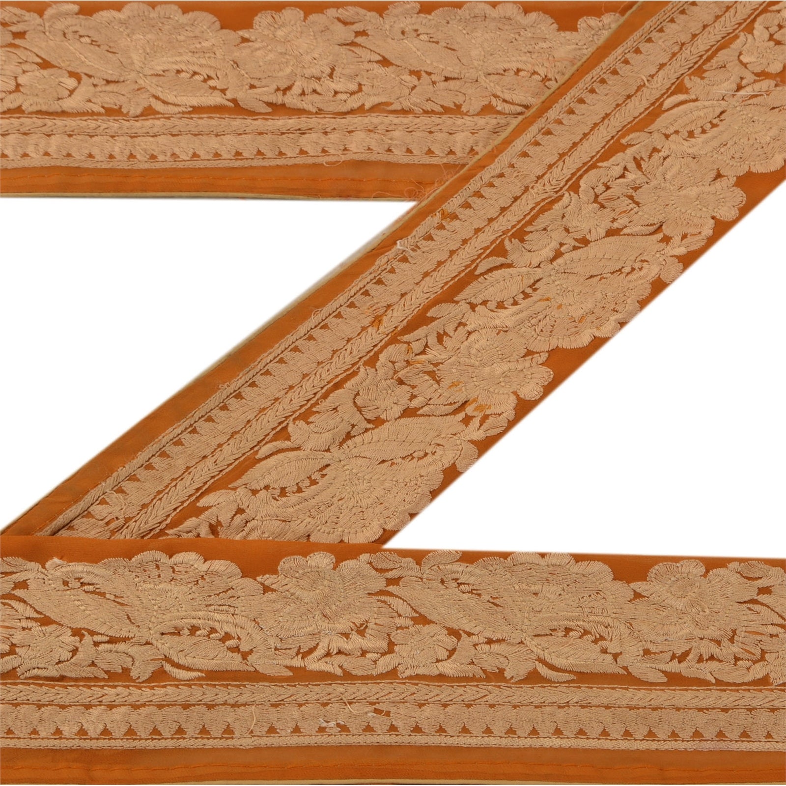 Sanskriti Vintage Border Embroidered 1 YD Trim Sewing Orange Craft Decor Lace