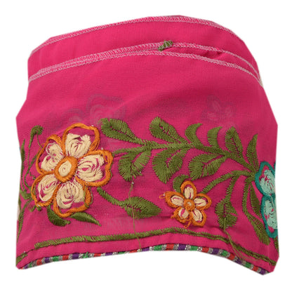 SANSKRITI VINTAGE Border Embroidered 1 YD Trim Sewing Pink Craft Floral Lace