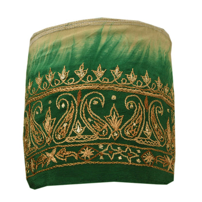 SANSKRITI VINTAGE Border Hand Embroidered 1 YD Trim Sewing Green Craft Lace