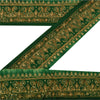 SANSKRITI VINTAGE Border Hand Embroidered 1 YD Trim Sewing Green Craft Lace