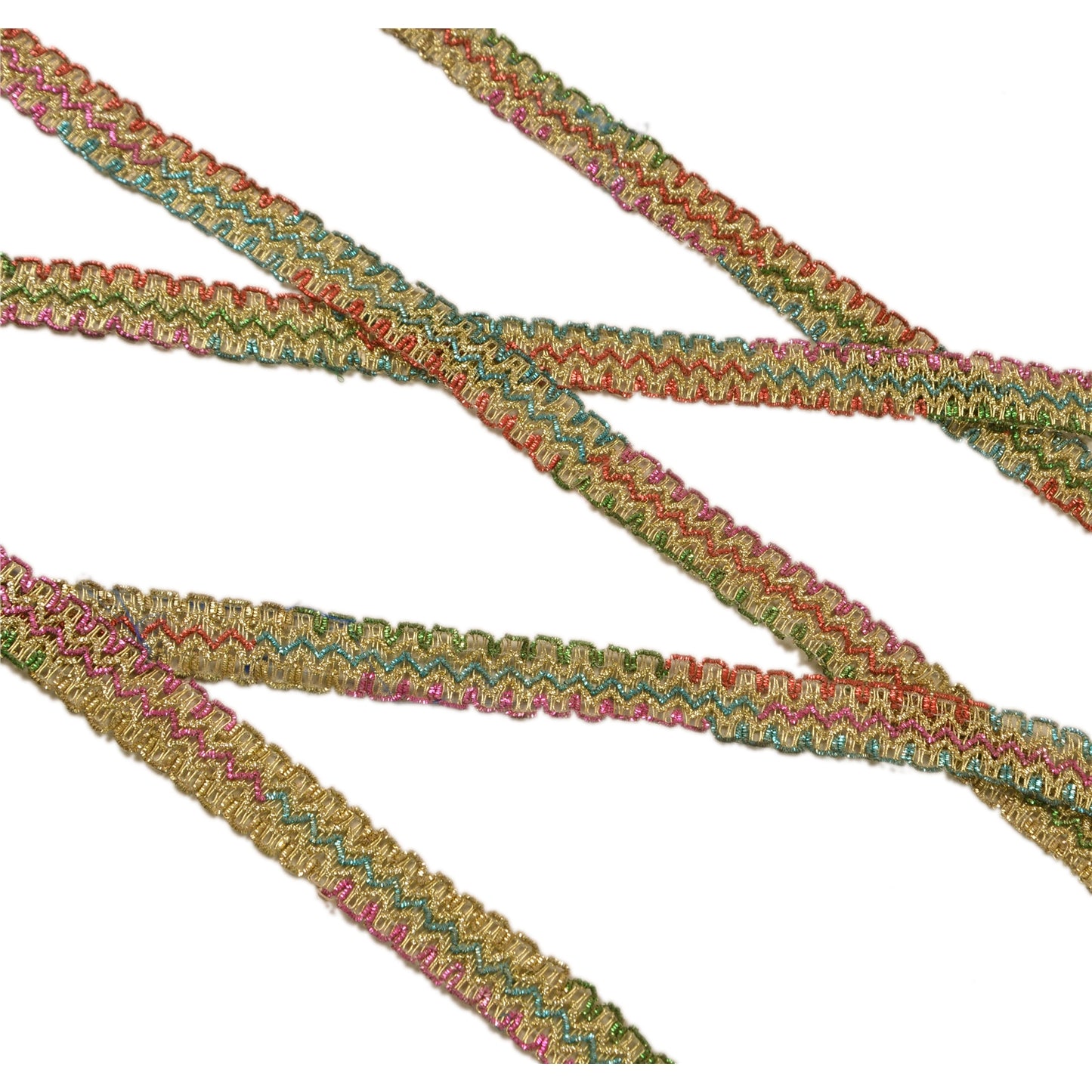 Sanskriti Vintage Sari Border Hand Embroidered 1Yd Indian Trim Ribbon Golden Lace