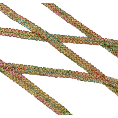 Sanskriti Vintage Sari Border Hand Embroidered 1Yd Indian Trim Ribbon Golden Lace