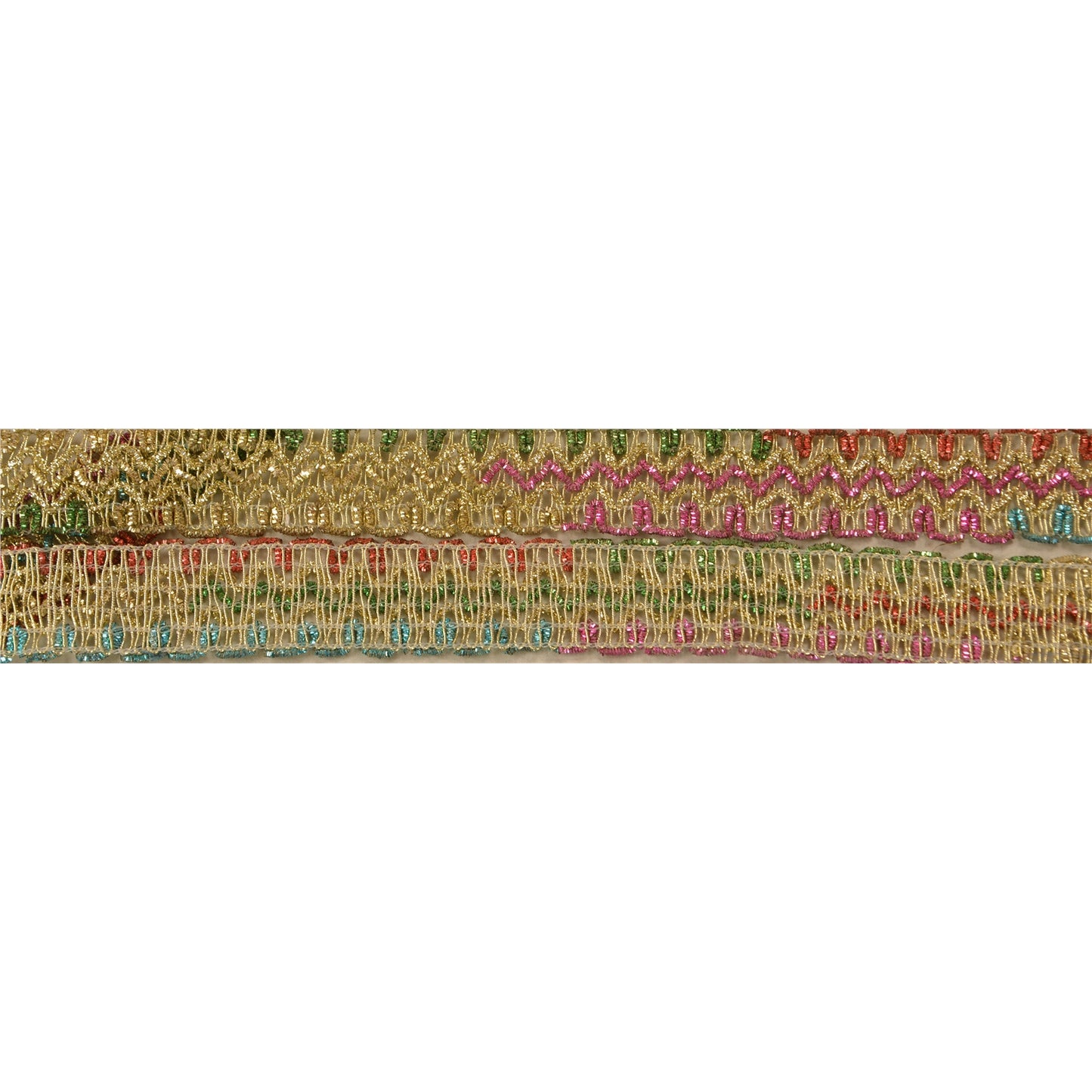Sanskriti Vintage Sari Border Hand Embroidered 1Yd Indian Trim Ribbon Golden Lace