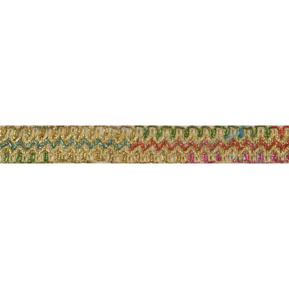 Sanskriti Vintage Sari Border Hand Embroidered 1Yd Indian Trim Ribbon Golden Lace