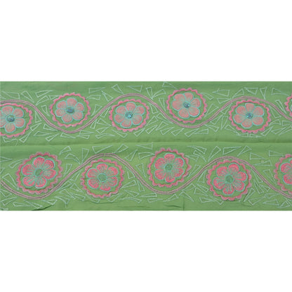 Sanskriti Vintage Sari Border Embroidered 1 YD Trim Sewing Green Craft Deco Lace